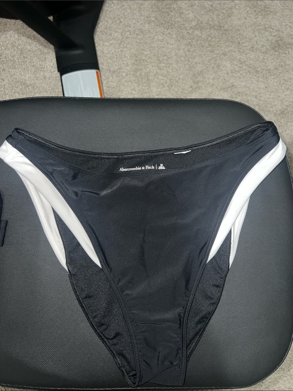 Abercrombie & Fitch Black Bikini bottoms mid rise with White Side Panels